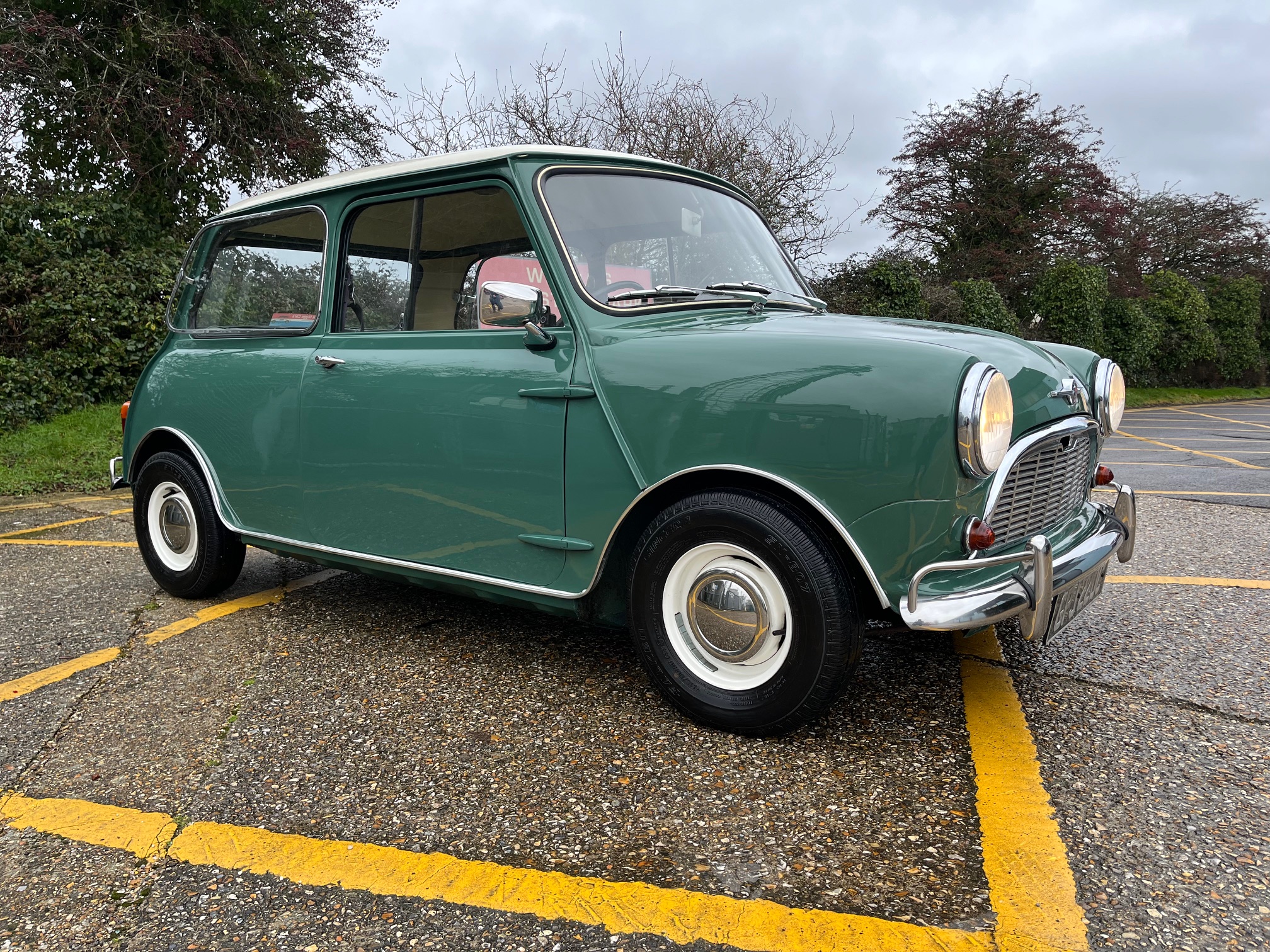 SOLD 1965 Morris Mini MK1. 850cc. Almond Green. White roof. Matching numbers. Beautiful example ready to be enjoyed.